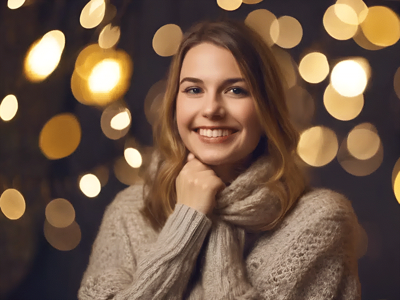 Woman at New Year party.